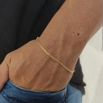 Pulseira Masculina Elo Piastrine Banhada a Ouro 18K