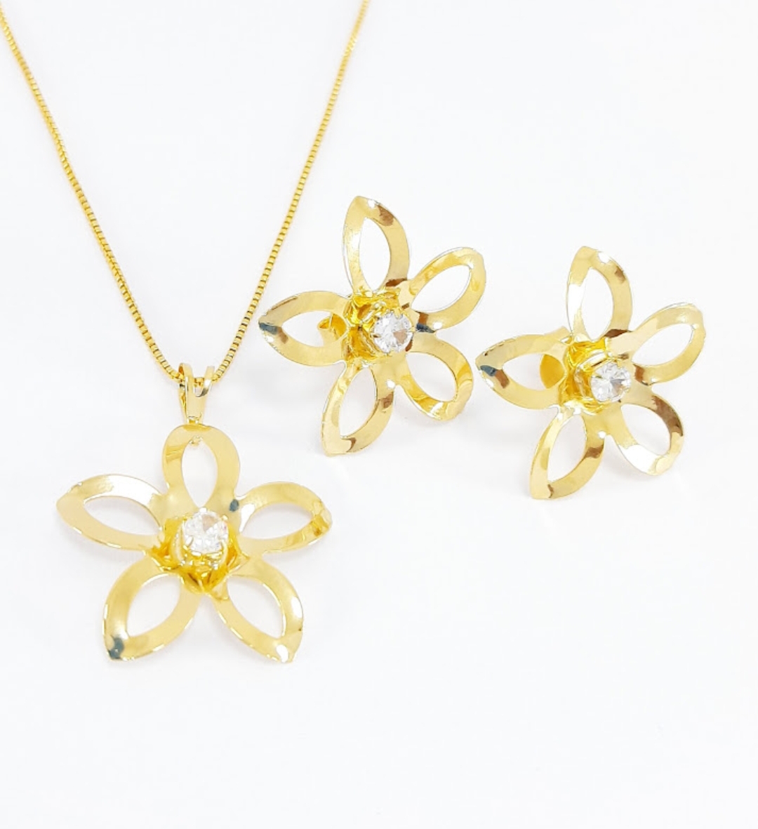Conjunto Semijoia Flor