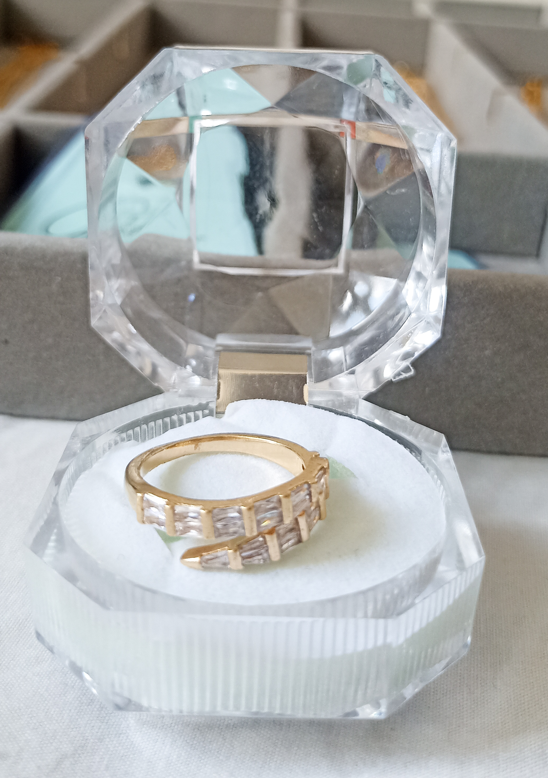 Anel Ajustável Pedra Cristal