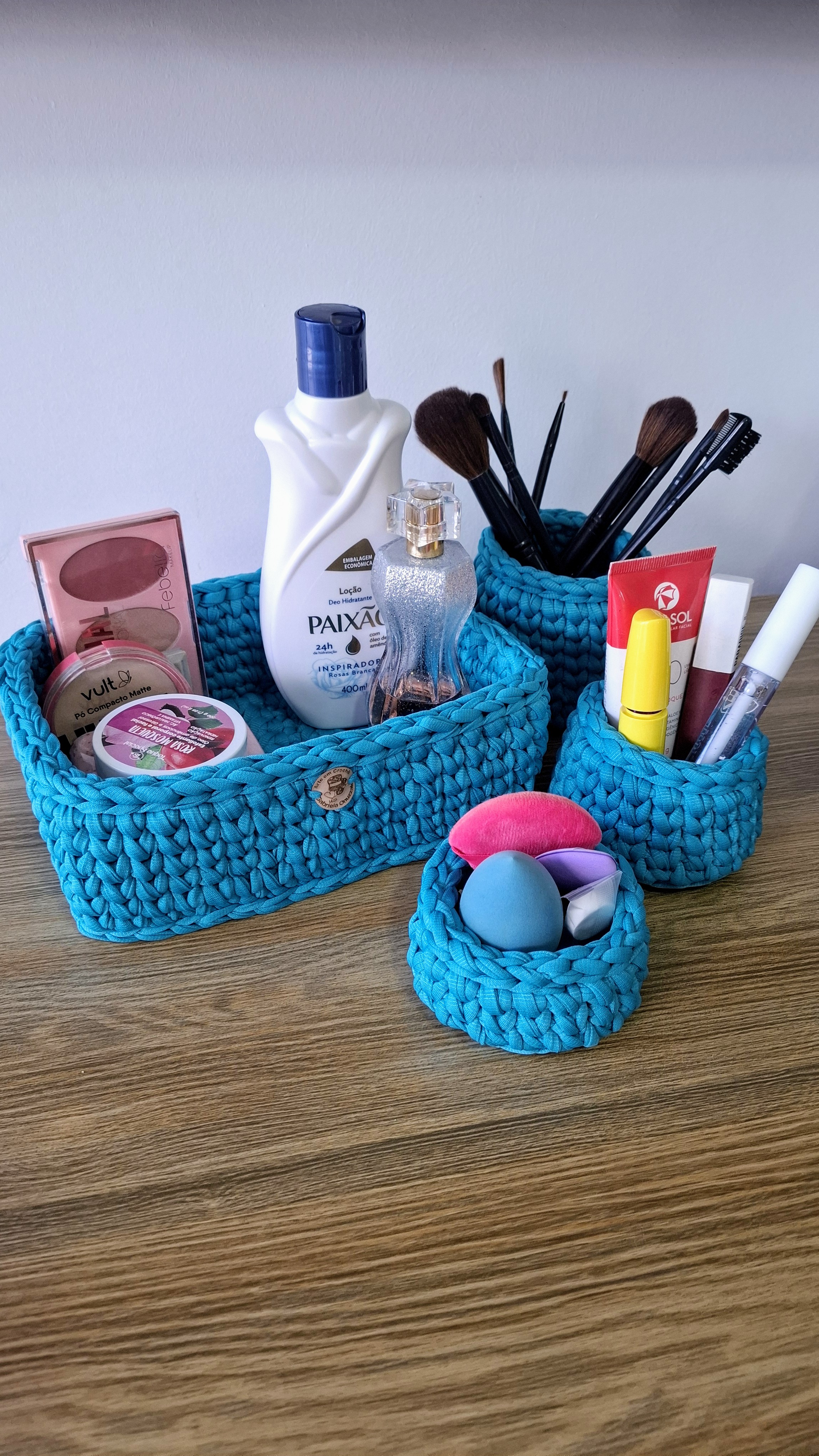 Kit Essencial Beauty – Organização com charme em fio de malha