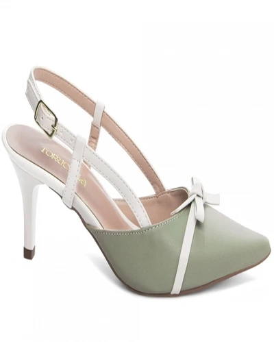Sapato Scarpin Napa Verde e Napa Off White