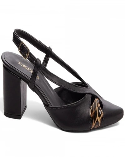 Sapato Scarpin Napa Preto e Verniz Onça 600.07A