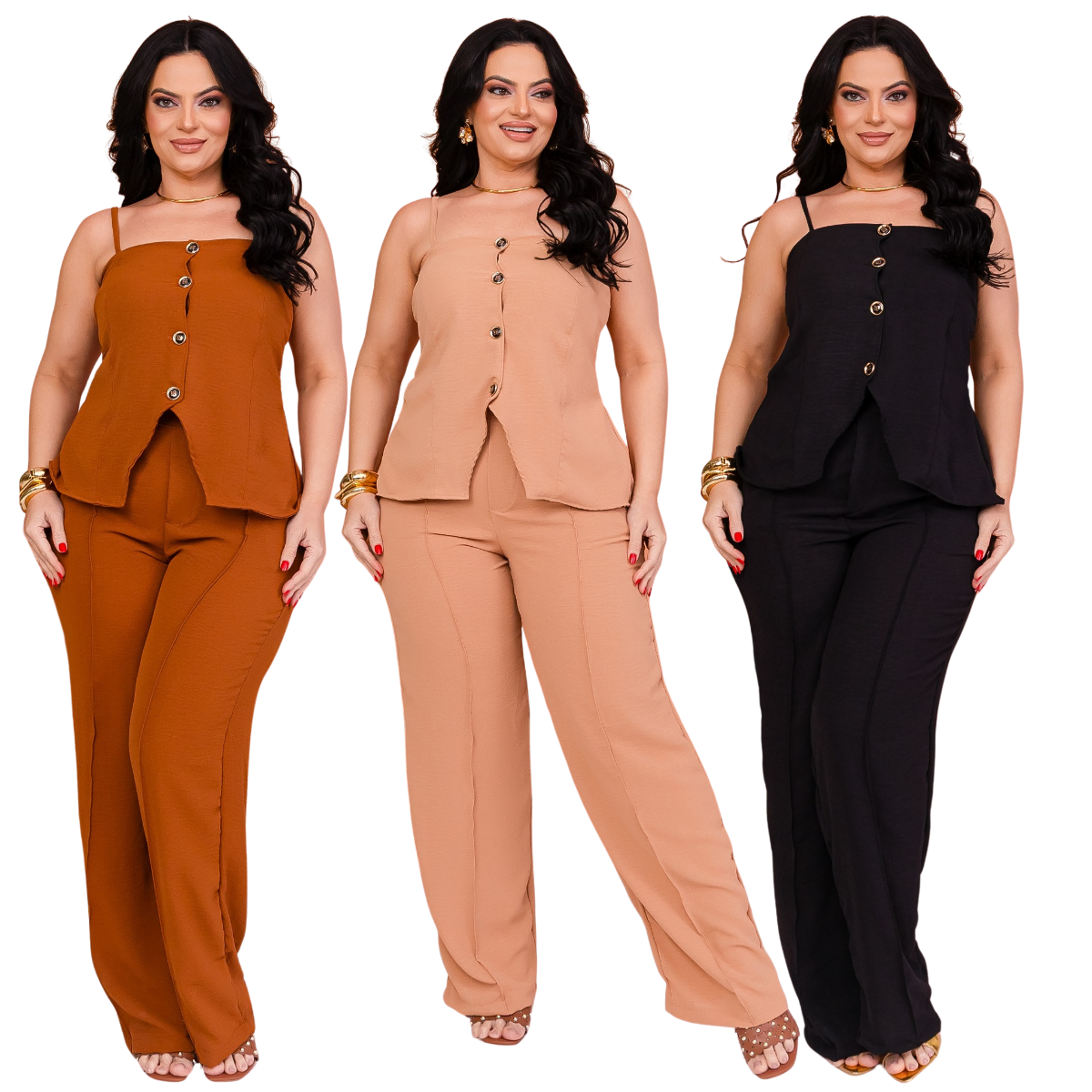 Conjunto De Alfaiataria, Moderno E Confortável, Blusa Ajustável Mias Pantalona Fluida.