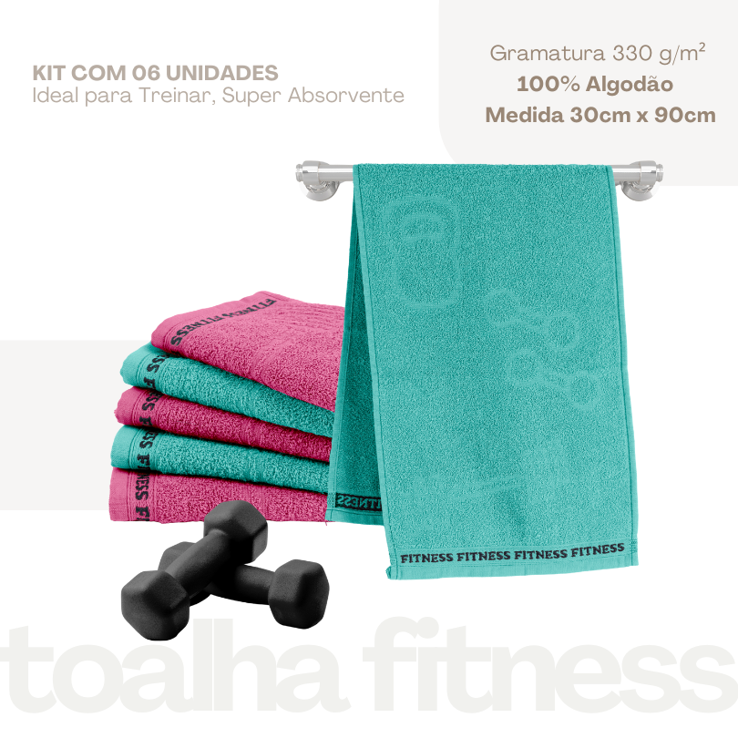 Kit 6 Pçs Toalha de Treino Fitness New