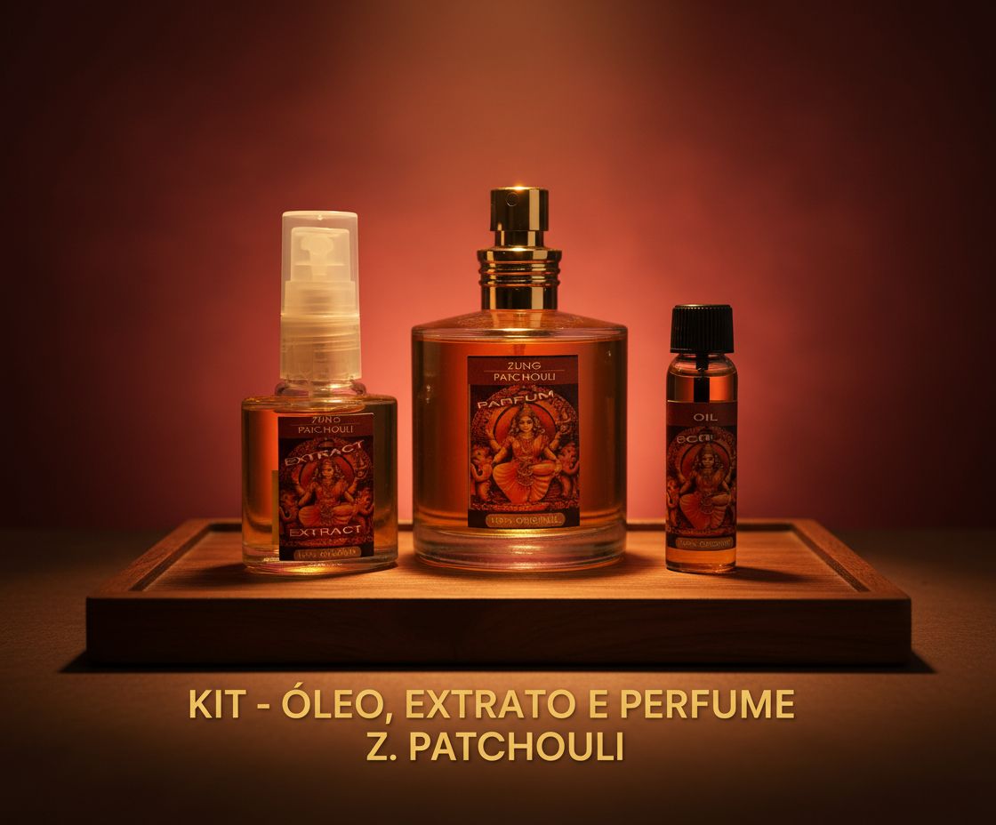 Kit - Óleo, Extrato e Perfume z. Patchouli com 03und.
