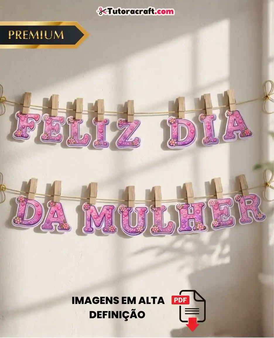 Painel Letreiro Feliz Dia da Mulher para Imprimir