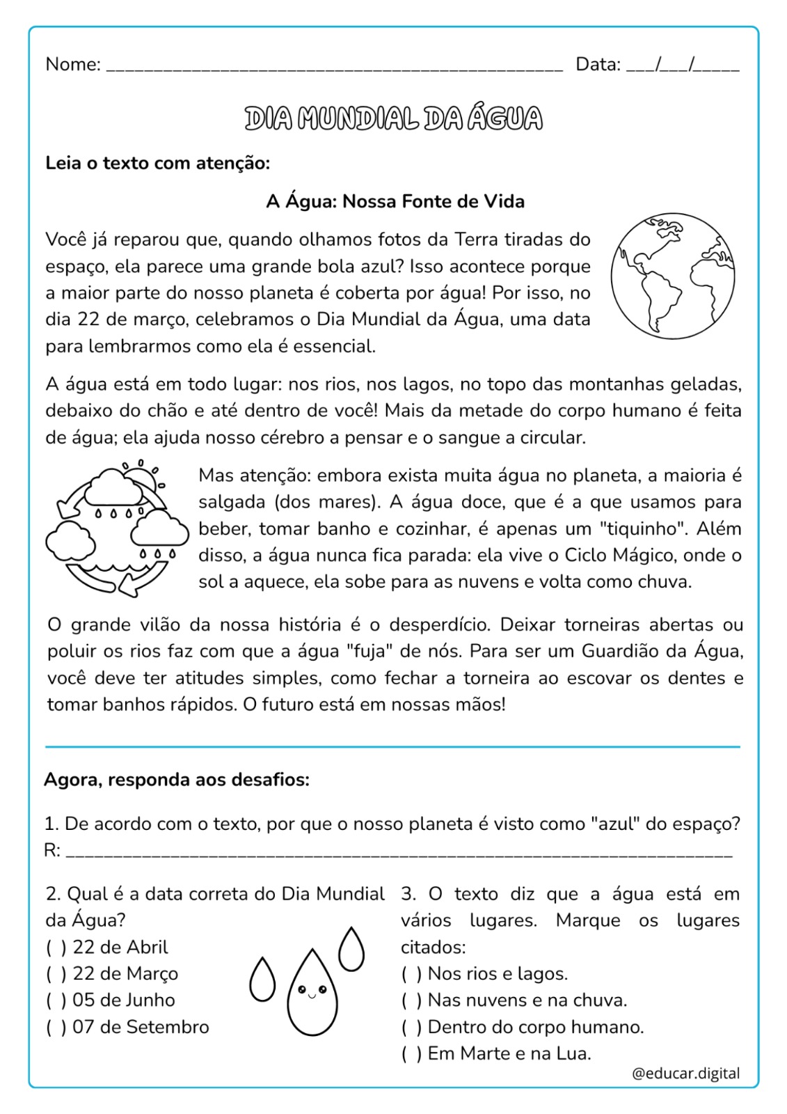 Dia da água.