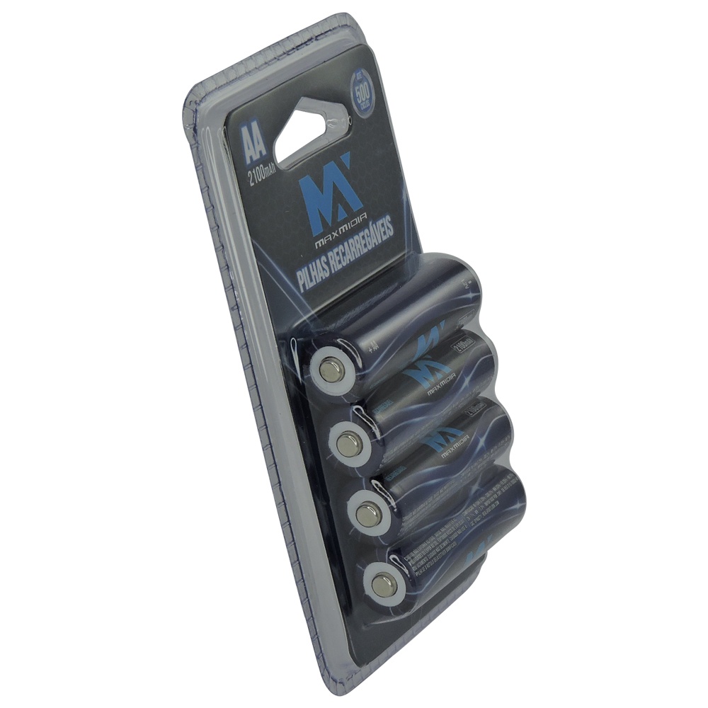 Pilhas Recarregáveis Maxmidia AA 2100mAh Prateado AA
