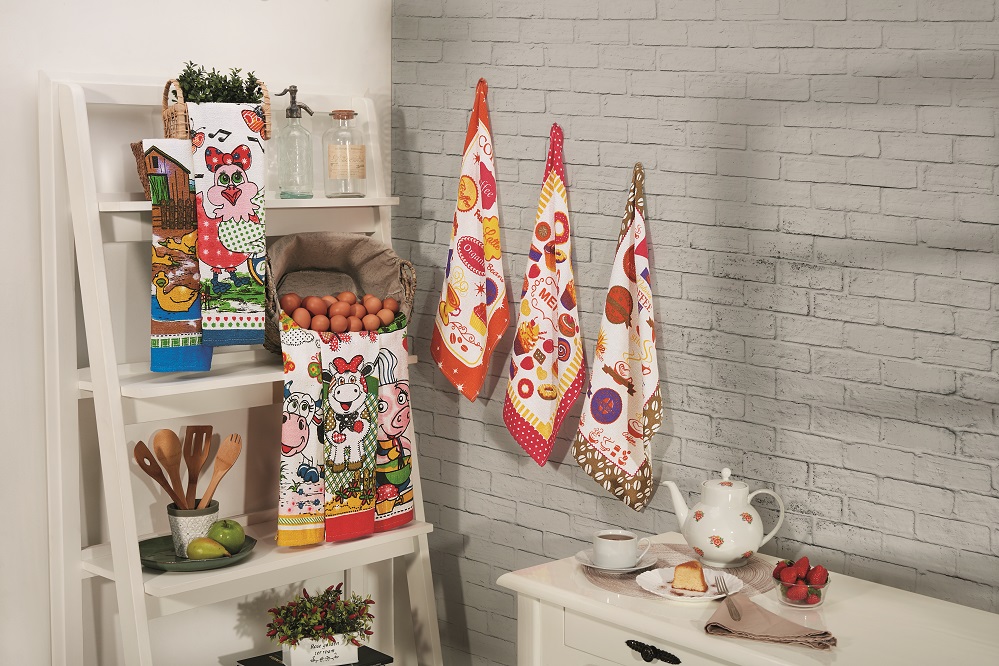 Kit 6 Pçs Pano de Copa Prato para Cozinha Vezena Estampado Sortido
