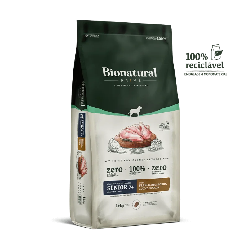 Bionatural Super Premium Natural Sênior raças médias/grandes 15Kg Frango