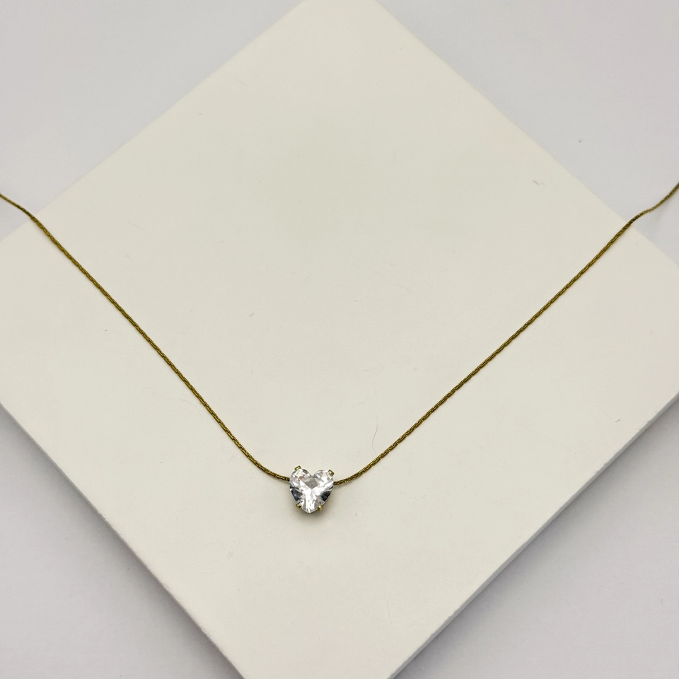 Colar aço dourado coração