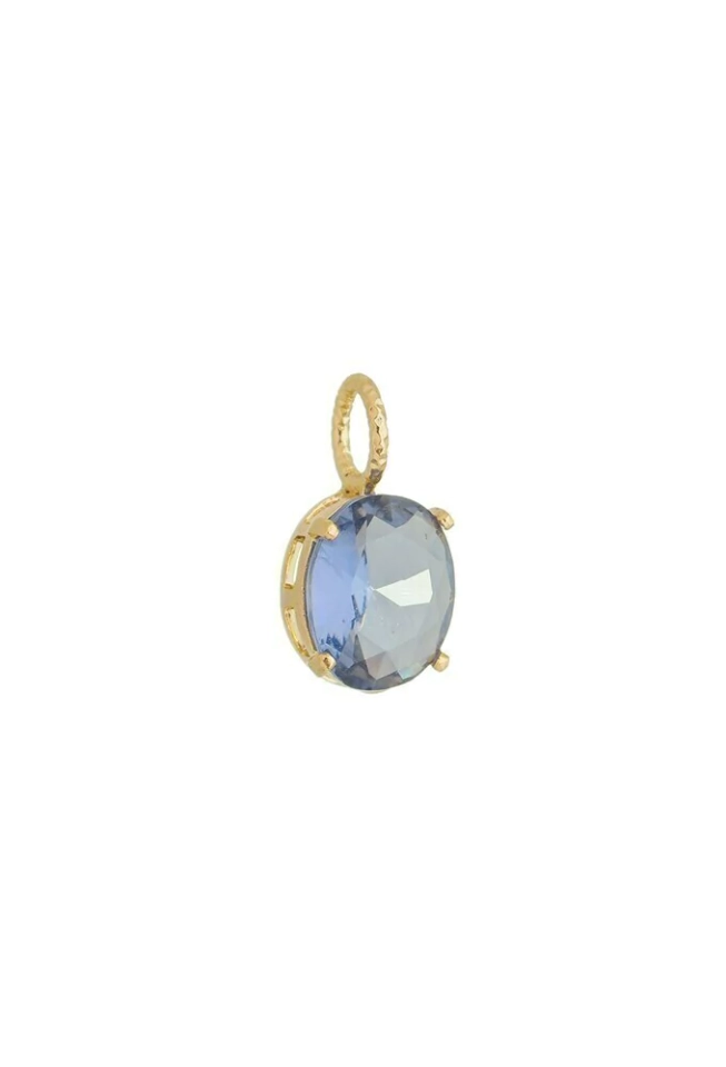 Pingente dourado oval pedra tanzanita