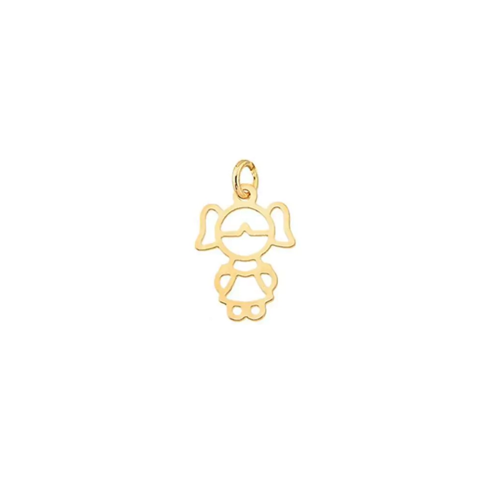 Pingente dourado menina vazada P