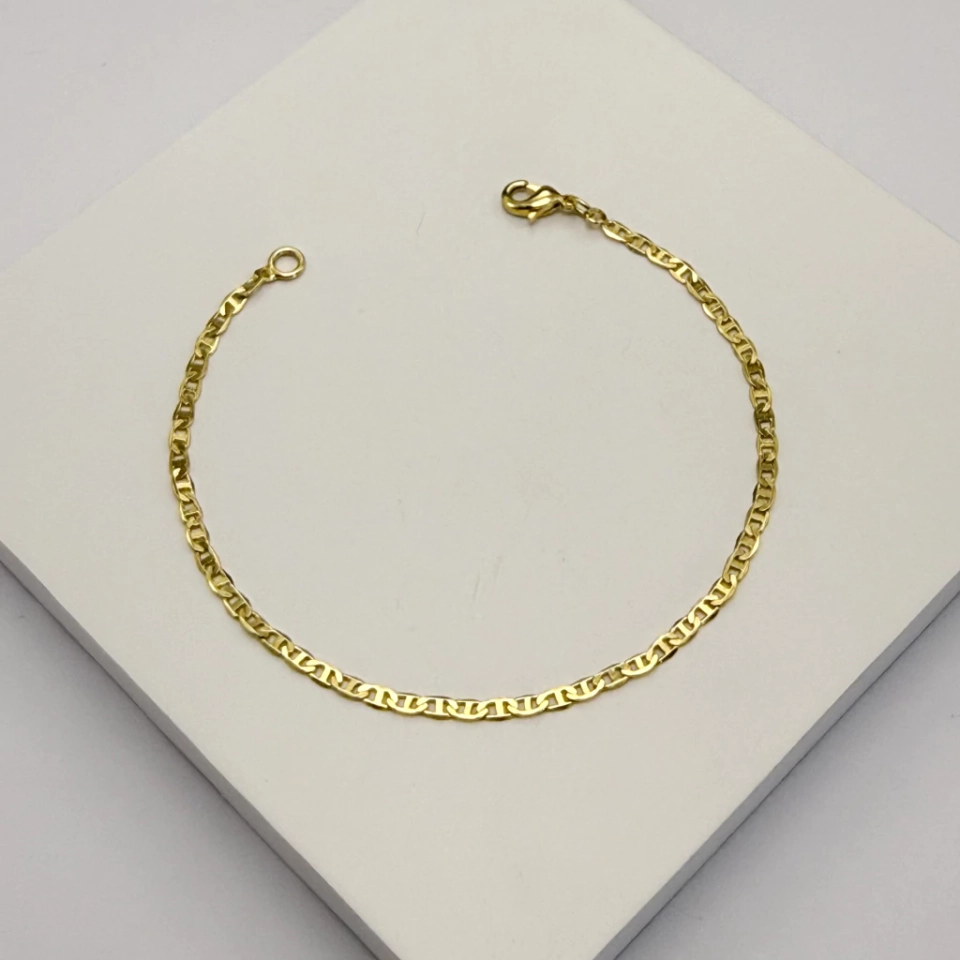 Pulseira infantil dourada elos piastrine