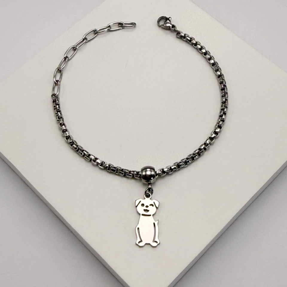 Pulseira aço cachorrinho