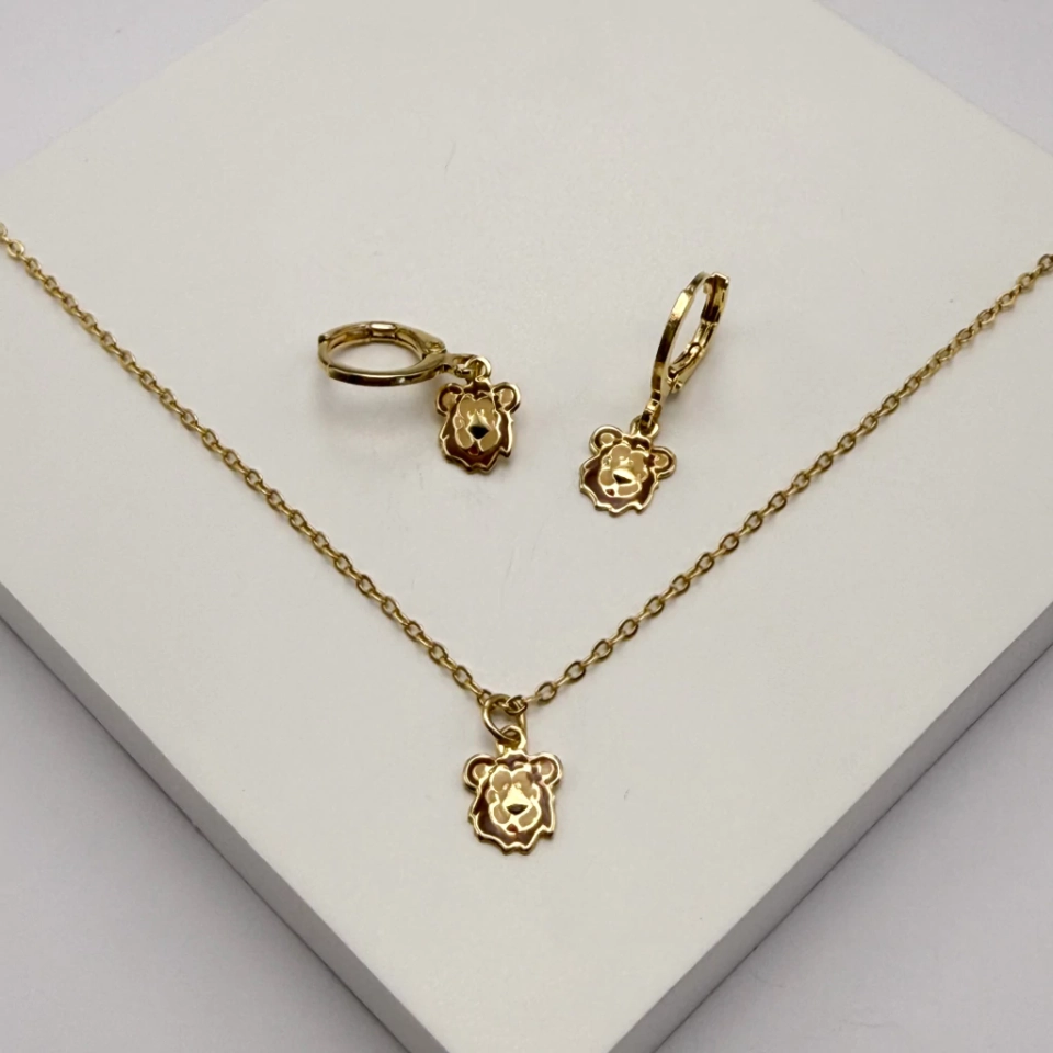 Conjunto infantil dourado urso