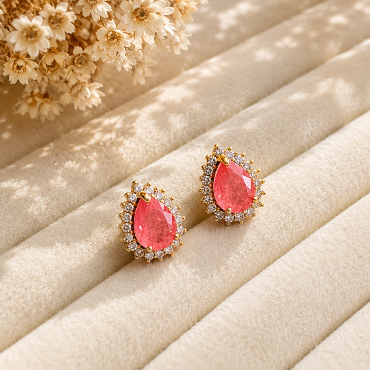 Brinco dourado gota coral
