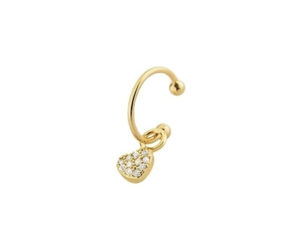 Piercing fake coração cristal