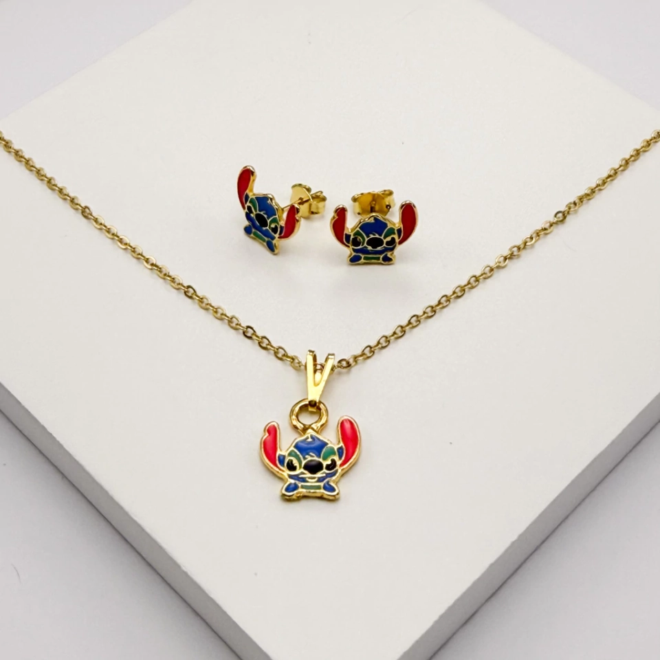 Conjunto infantil dourado Stitch