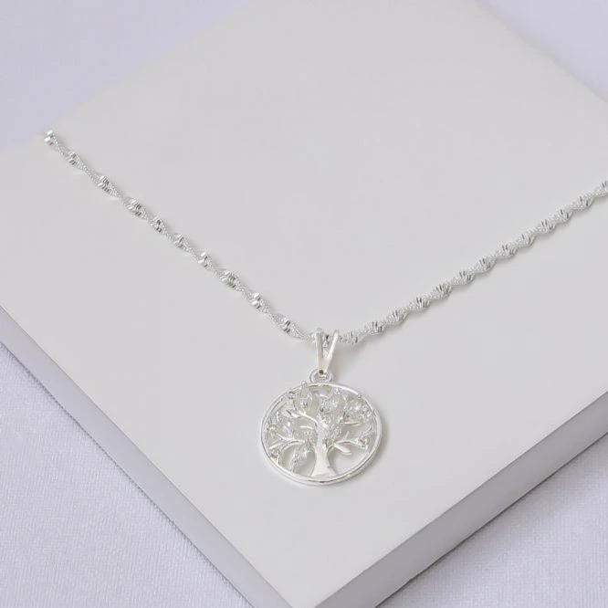 Choker prata árvore da vida cravejada