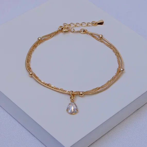 Pulseira dourada dupla gota