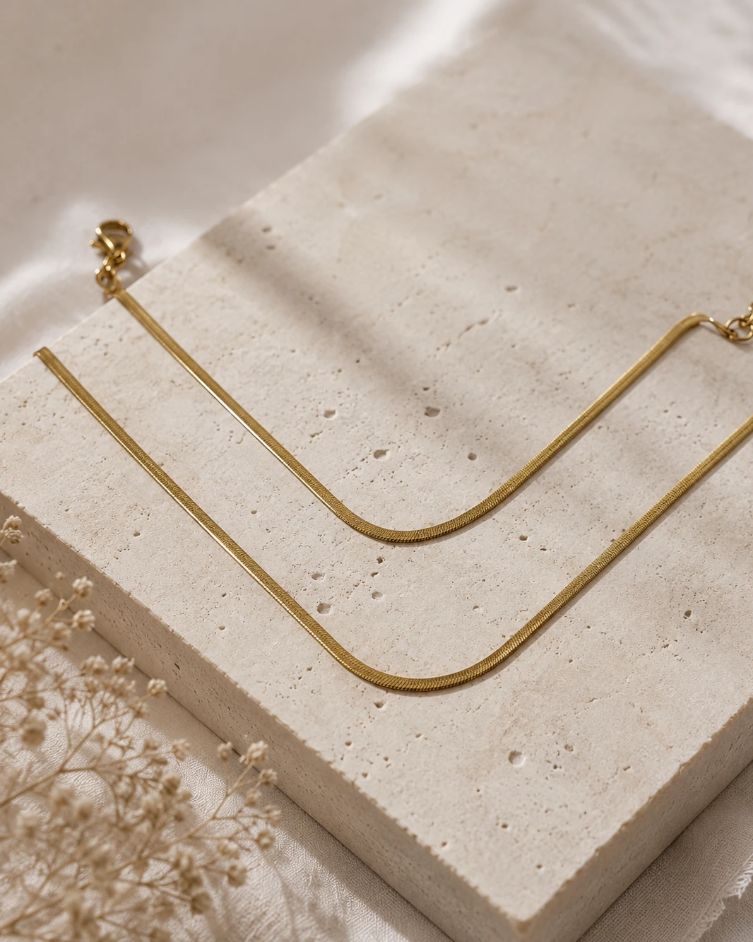 Conjunto aço dourado pulseira e corrente malha fita 2 mm