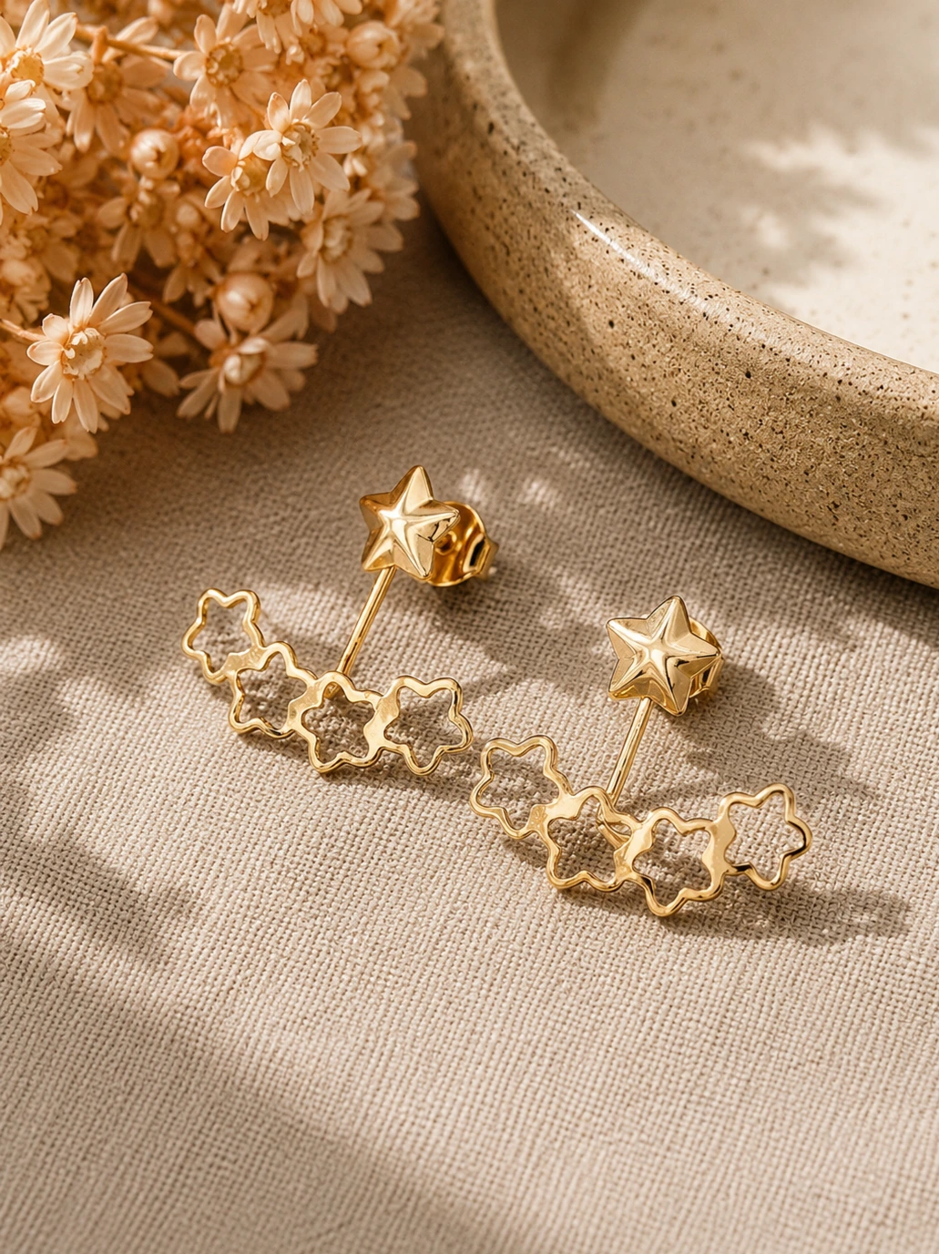 Brinco dourado 2x1 estrelas