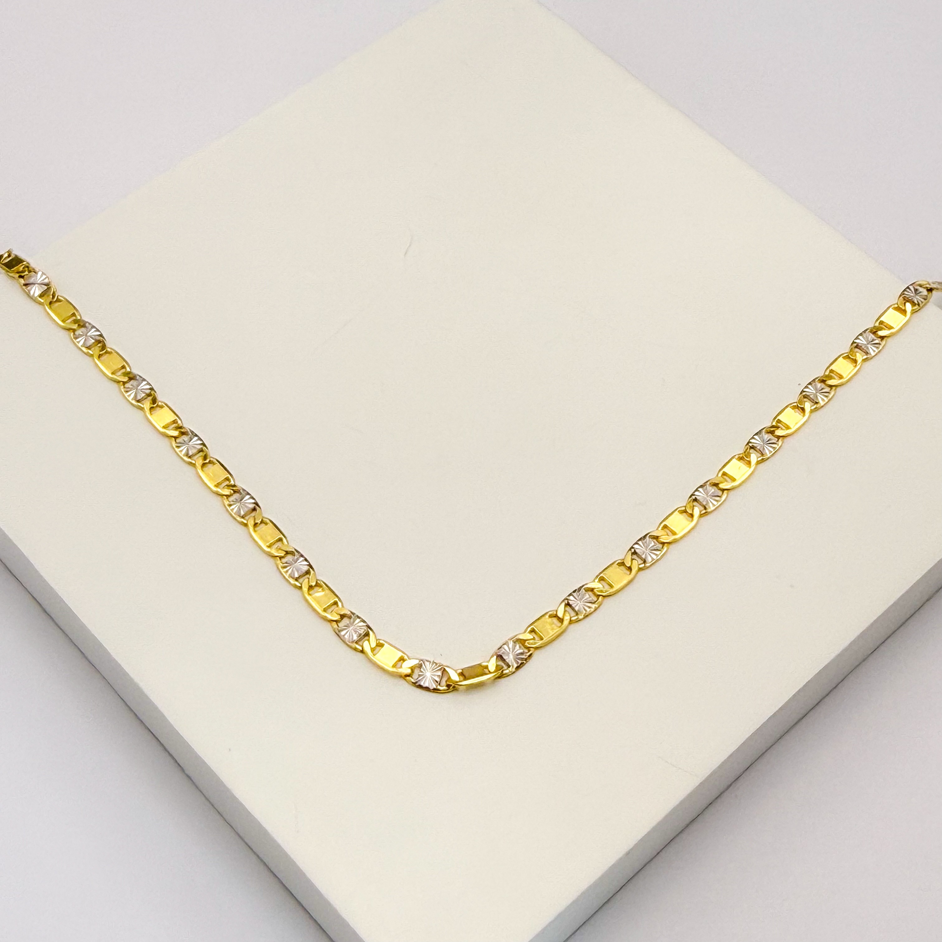 Pulseira masculina dourada elos piastrine duo