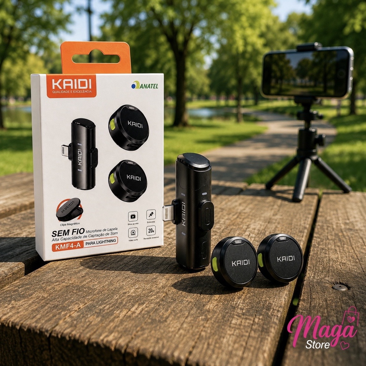 Microfone Lapela Clipe Magnético Lightning Kaidi KMF4-A