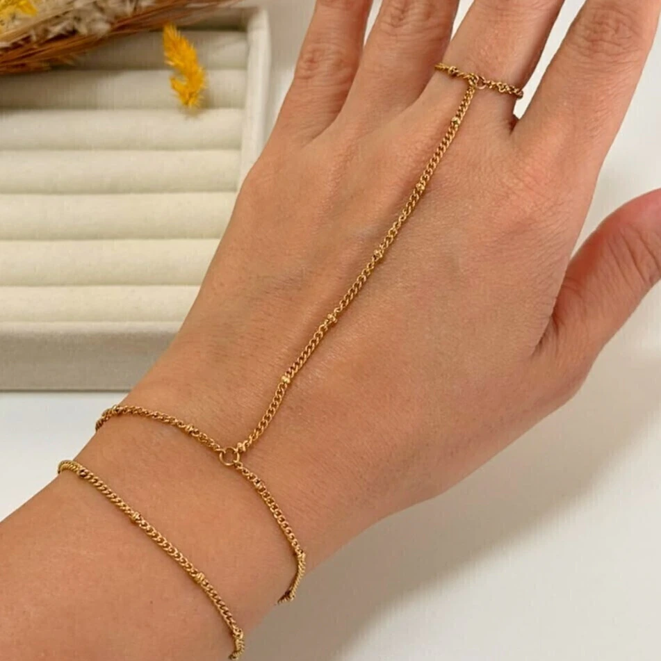 Pulseira aço dourado Jade