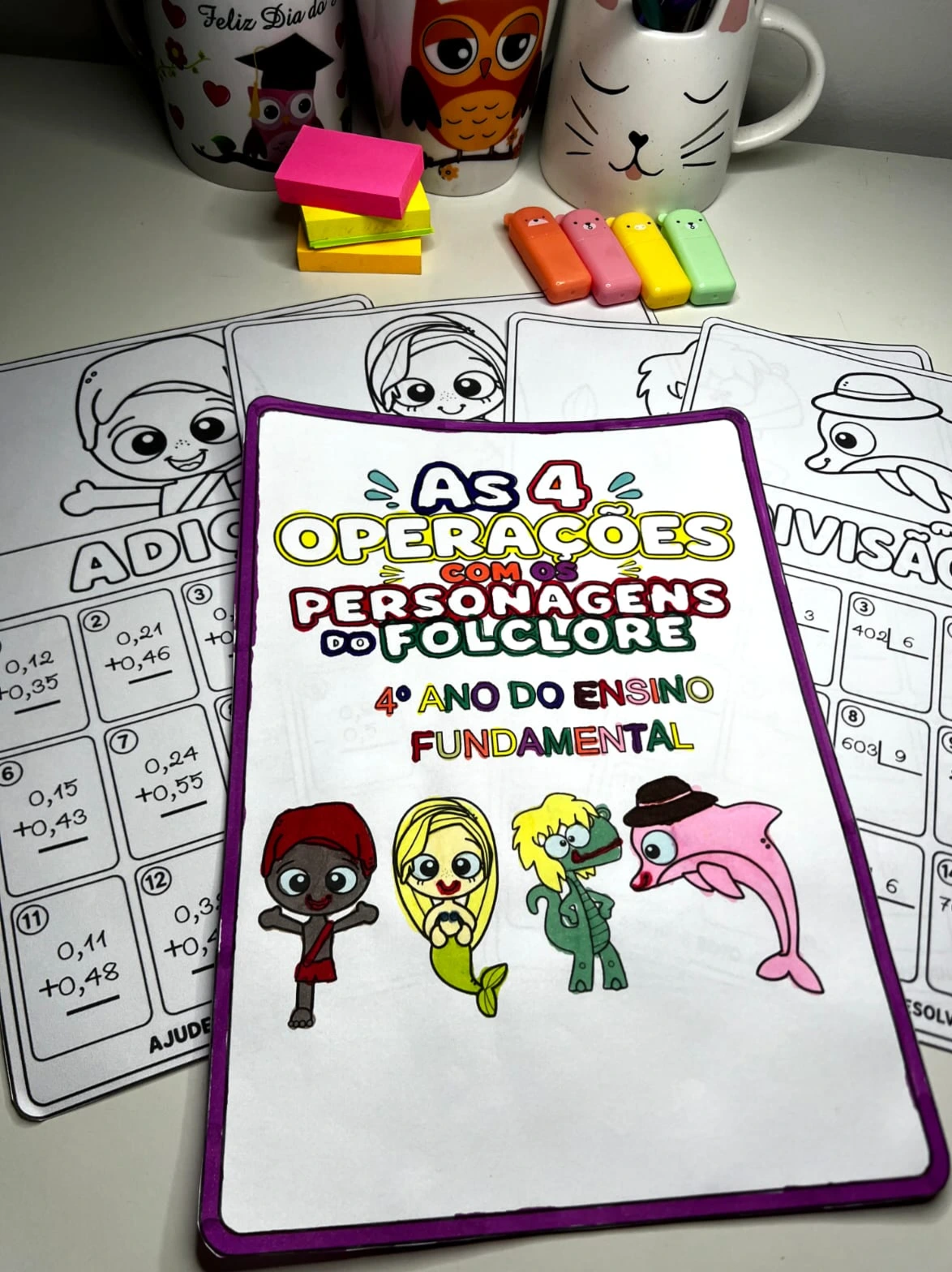 FOLHINHAS DAS 4 OPERAÇÕES – 4º ANO | TEMA FOLCLORE🍃📚