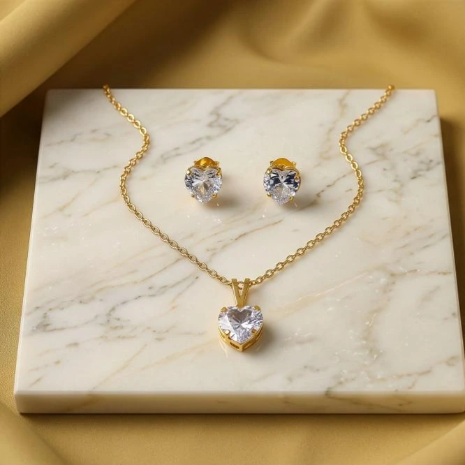 Conjunto dourado coração