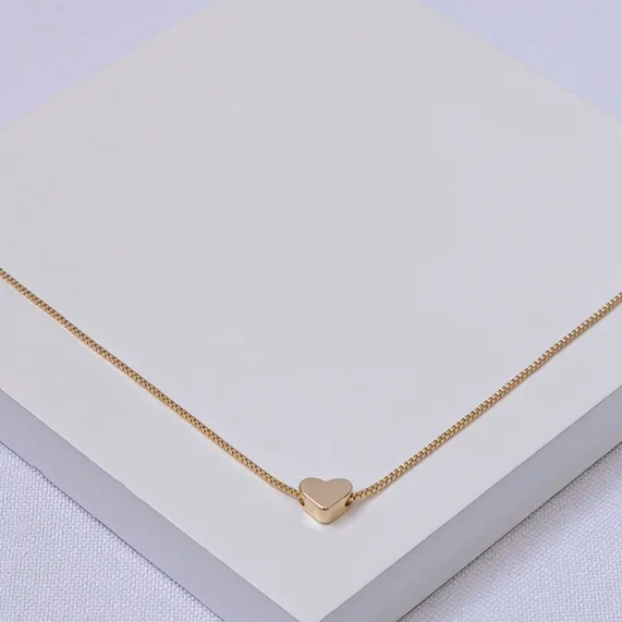 Colar dourado coração liso P