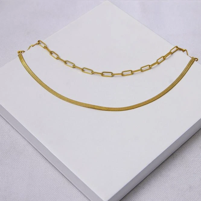 Pulseira dourada dupla fita e elos vazados