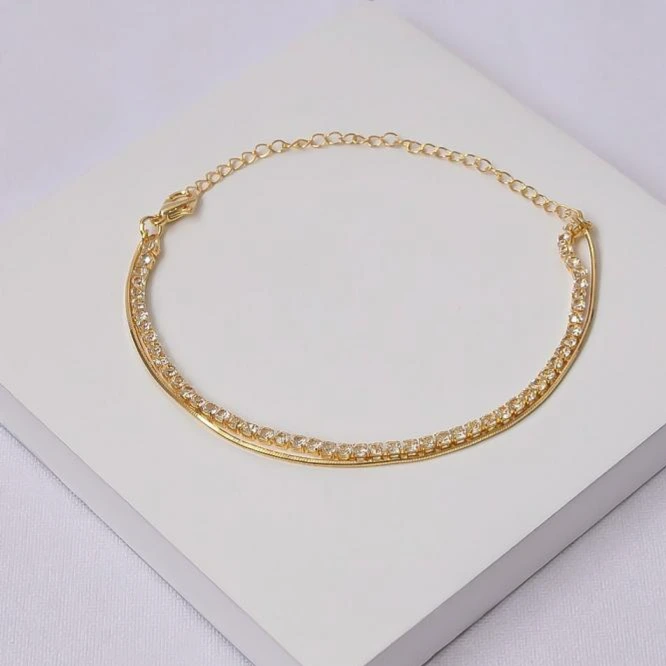 Pulseira dourada dupla veneziana e riviera