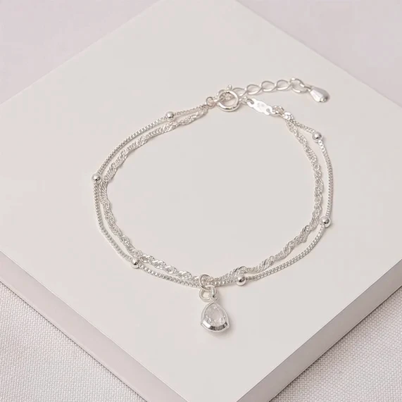 Pulseira prata dupla gota