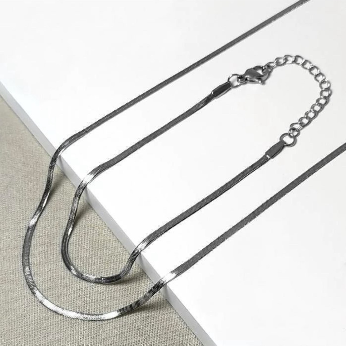 Conjunto aço pulseira e corrente fita 2 MM