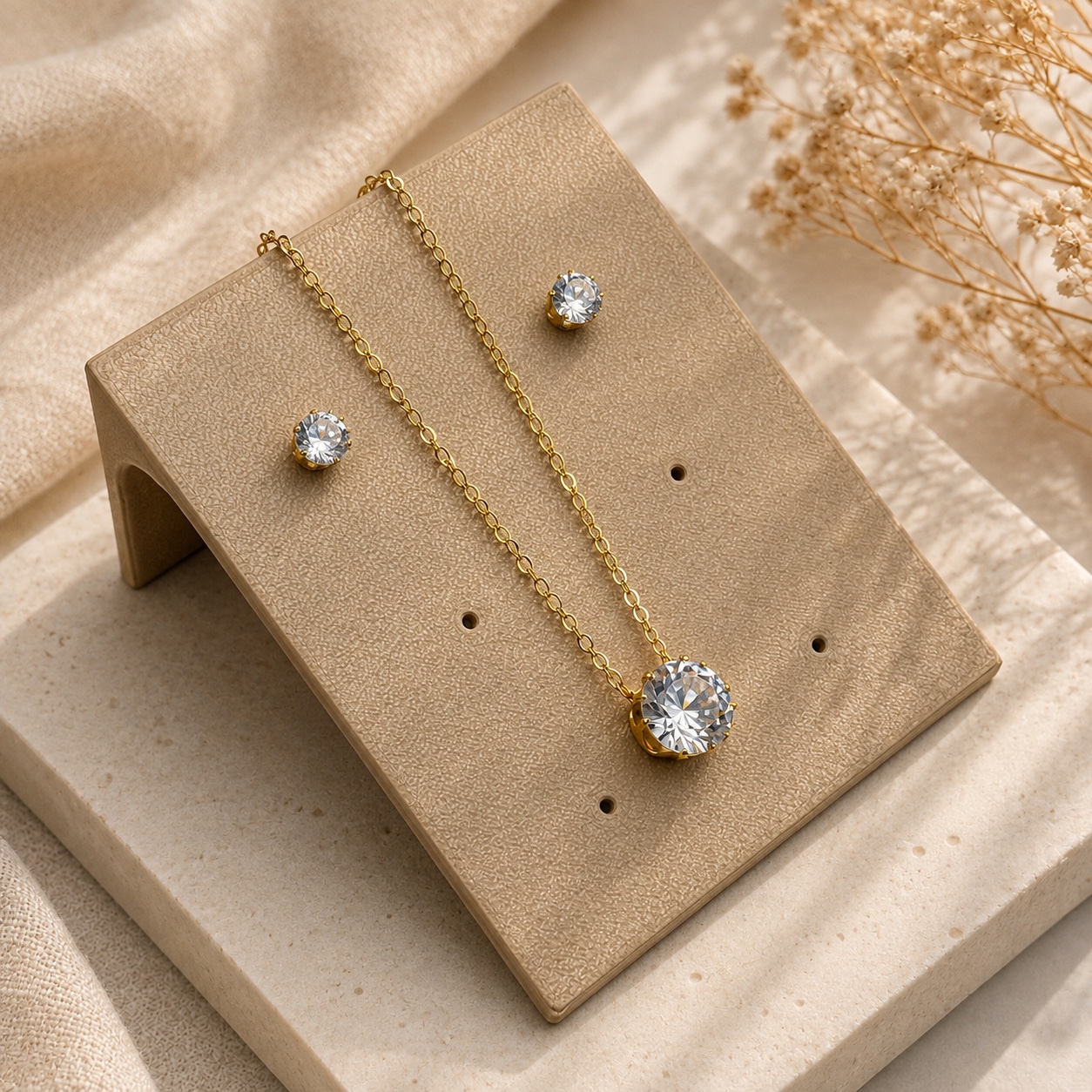 Conjunto aço dourado ponto de luz