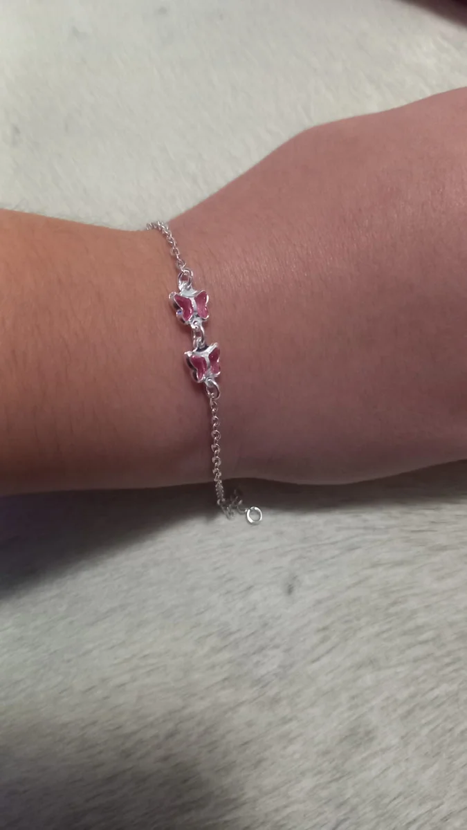 Pulseira Infantil Borboleta Rosa Menina