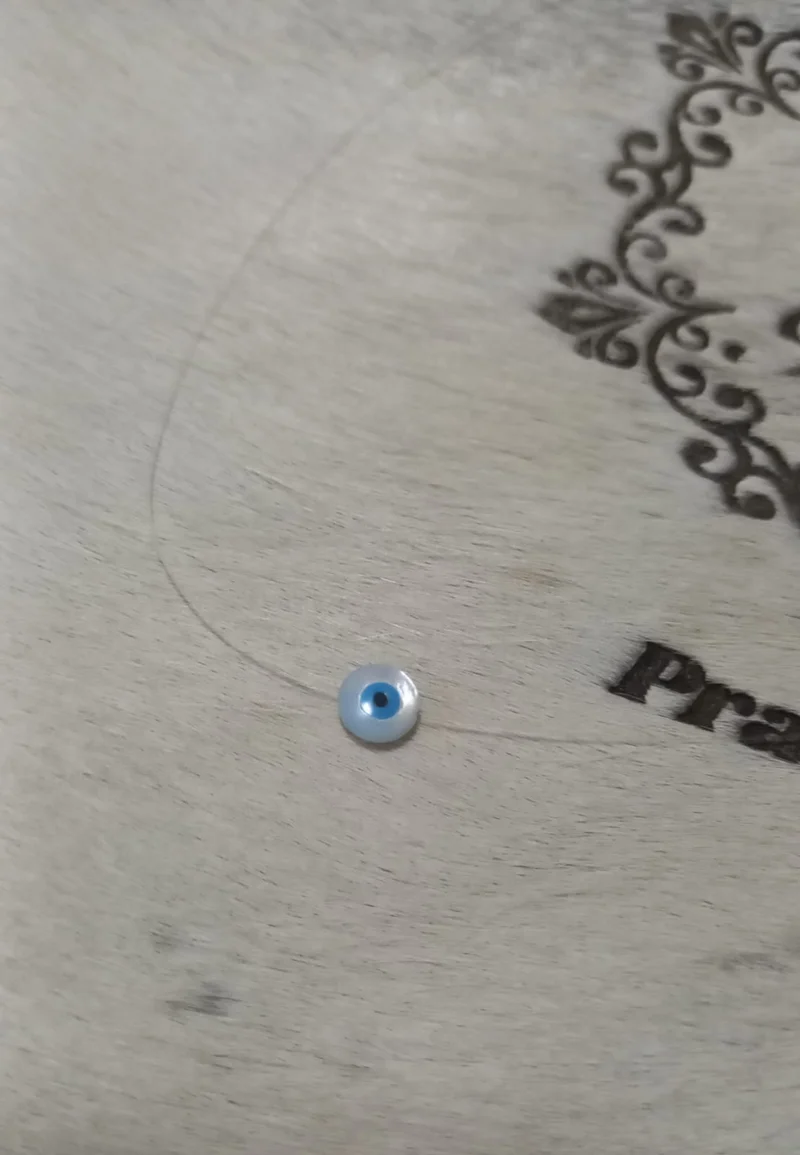 Colar Olho Grego Nylon com acabamento em Prata