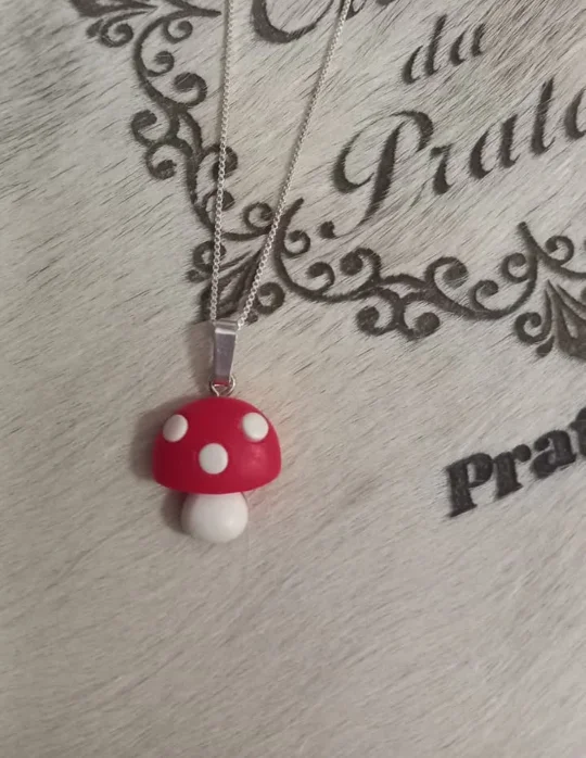 Colar em Prata 925 Cogumelo em resina