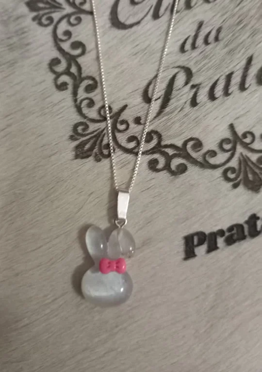 Colar em Prata 925 Coelho Resina