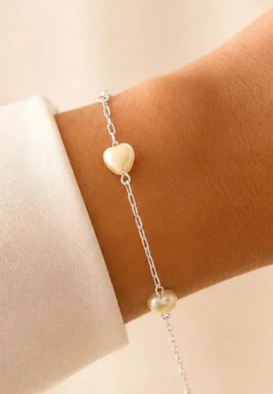 Pulseira Coração Pérola Shell