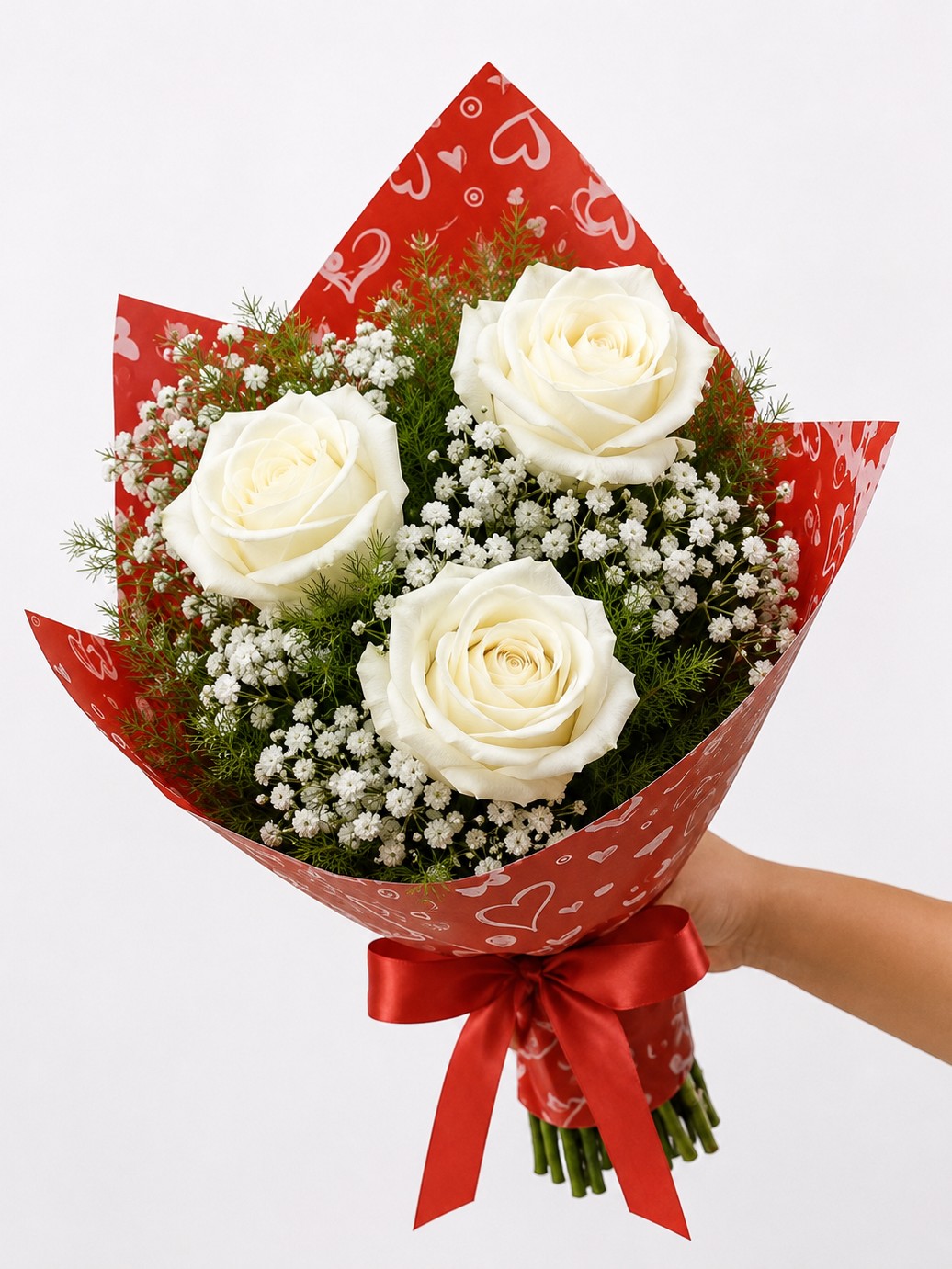 Buquê de 3 Rosas Branca