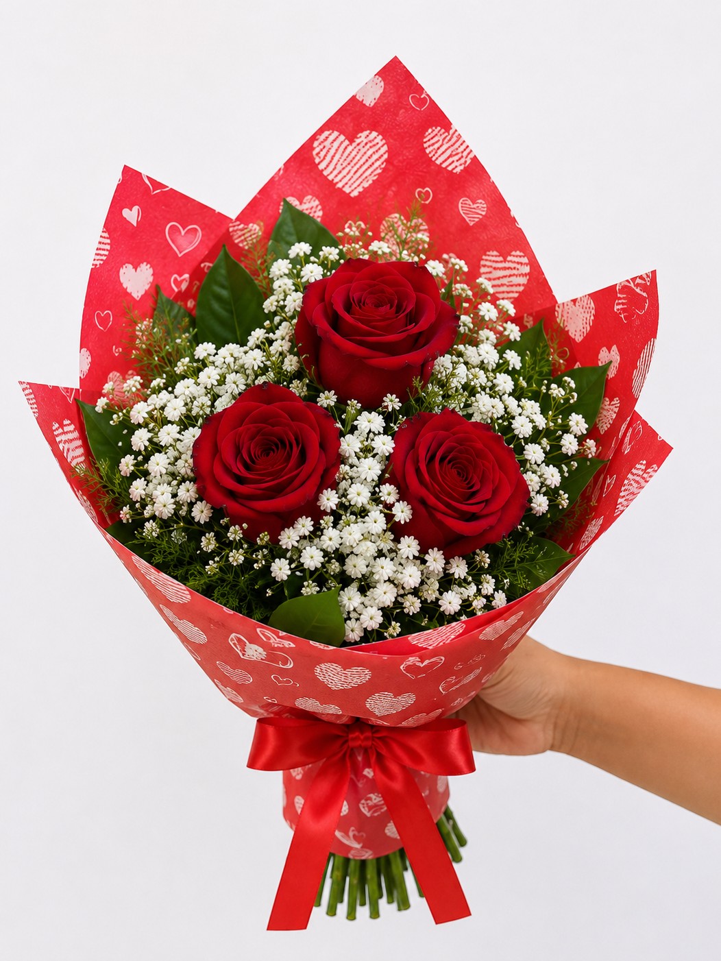 Buquê de 3 Rosas Vermelhas