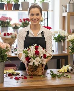 Arranjo de Rosas Vermelhas com Astromélias Brancas