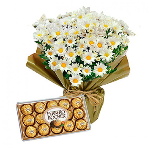 Mini Vaso de Margaridas e Ferrero