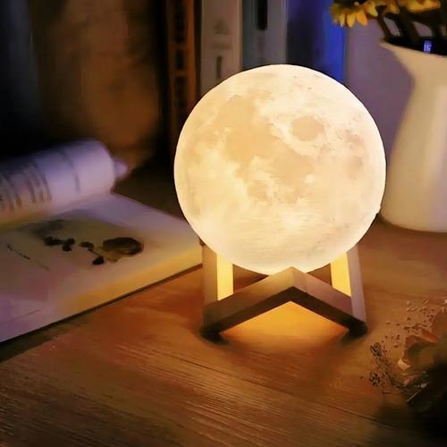 Luminária Lua Cheia Led Com Suporte Luz Noturna Decorativa
