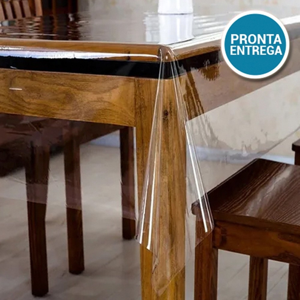 Toalha de Plástico Transparente PVC para Mesa - Protetor 1,40x1,40 Metros e 2,10x1,40 Metros