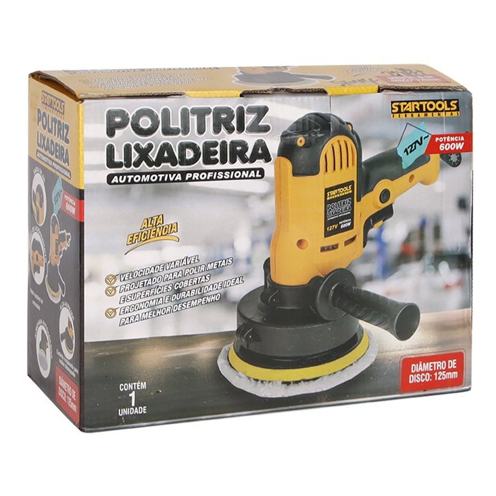 Politriz Lixadeira Automotiva Rotativa 600w Profissional Polimento Espelhamento Pintura 127v